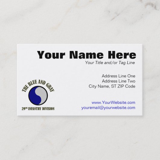 Carte De Visite 29ème Division d'infanterie (Devant)