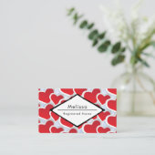 Carte De Visite 2 Coeurs rouges Infirmière Motif répétée (Debout devant)