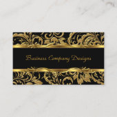 Carte De Visite 2 Elégant Classy Gold Noir Damas Embossé Look (Devant)