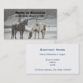 Carte De Visite 2 Horses Outside en hiver (Devant / Derrière)