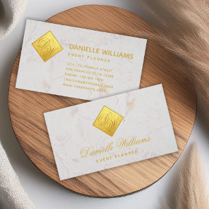 Carte De Visite 2 Initiales Monogramme Faux Marbre blanc d'huile d