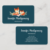 Carte De Visite 2 mignons Petits Renards Rouges Aquarelle Design (Devant / Derrière)