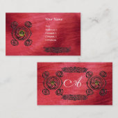Carte De Visite 2 monogramme de soie rouge TAROT (Devant / Derrière)