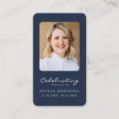 Carte De Visite 2 Photo Simple moderne Funeral Blue Prayer Card (Devant)