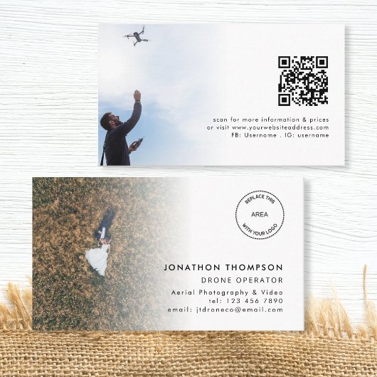Carte De Visite 2 Photos Logo QR Code Drone Opérateur