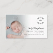 Carte De Visite 2 Photos Logo QR Code Newborn Baby Photographer (Devant)