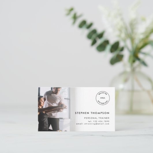 Carte De Visite 2 Photos Logo QR Code Personal Trainer (Debout devant)