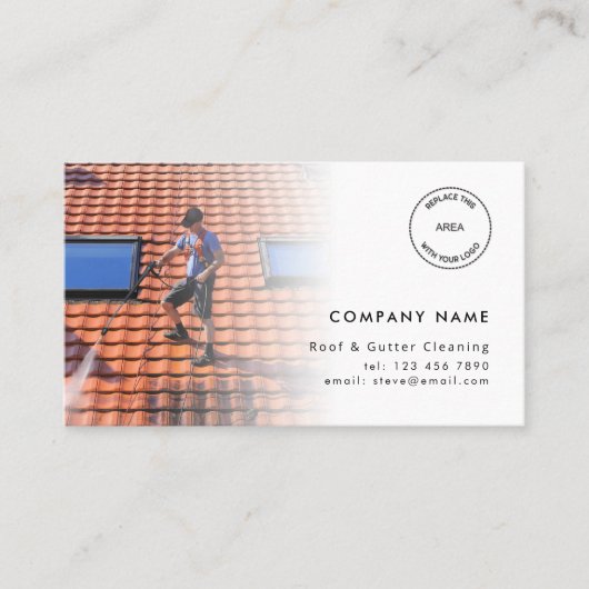 Carte De Visite 2 Photos Logo QR Code Toit et Gutter Cleaning (Devant)