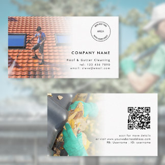 Carte De Visite 2 Photos Logo QR Code Toit et Gutter Cleaning