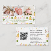 Carte De Visite 2 Photos QR Code Nouveau-né Bébé Photographe (Devant / Derrière)