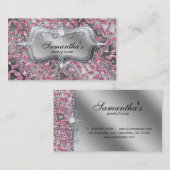 Carte De Visite 311 Bijoux étincelante Zebra Classy Leopard rose (Devant / Derrière)