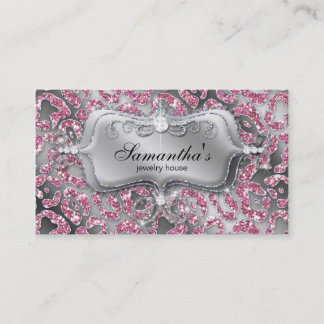 Carte De Visite 311 Bijoux étincelante Zebra Classy Leopard rose