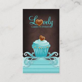 Carte De Visite 311 Boulangerie cupcake chocolat bleu tourbillons