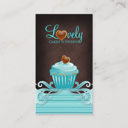 Carte De Visite 311 Boulangerie cupcake chocolat bleu tourbillons  (Devant)
