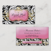 Carte De Visite 311 le feuille rose somptueux de blanc de plat (Devant / Derrière)