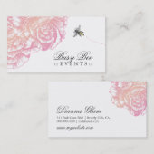 Carte De Visite 311-Le peluche Fleur avec l'abeille - rose crémeux (Devant / Derrière)