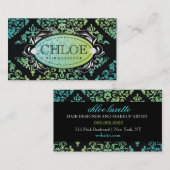 Carte De Visite 311-Luxuriously monogramme de damassé de chaux de (Devant / Derrière)