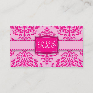 Carte De Visite 311-Monogram cerise sur le gâteau - rose