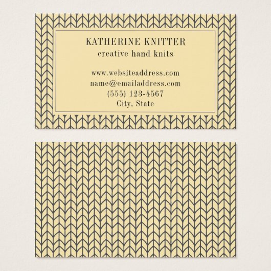 CARTE DE VISITE 3,5x2 EN MAILLE CRÈME NOIR (Devant & derrière)