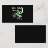 Carte De Visite 3 ans Anniversaire Dinosaur Monster Famille de cam (Devant / Derrière)