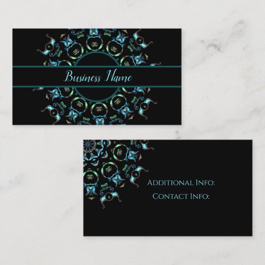 Carte de visite 3 de mandala de perle de turquoise (Devant / Derrière)