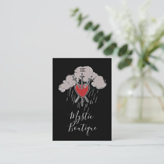 Carte De Visite 3 d'épées Love Heart Tarot Illustration Trois (Debout devant)