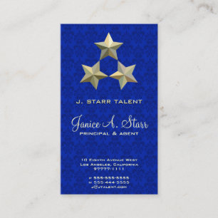 Carte De Visite 3 étoiles sur damas bleu