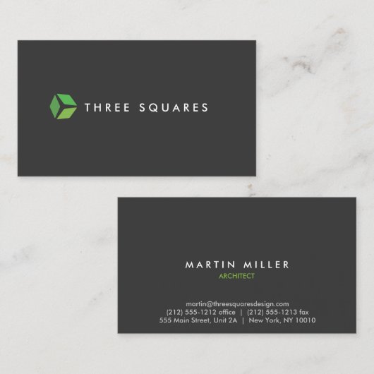 Carte De Visite 3 Logo Carré vert (Devant / Derrière)