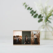 Carte De Visite 3 Photos Décontracté Rustique Kraft White Typograp (Debout devant)