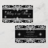 Carte De Visite 3 Pour Lisa Bling Black Elegant (Devant / Derrière)