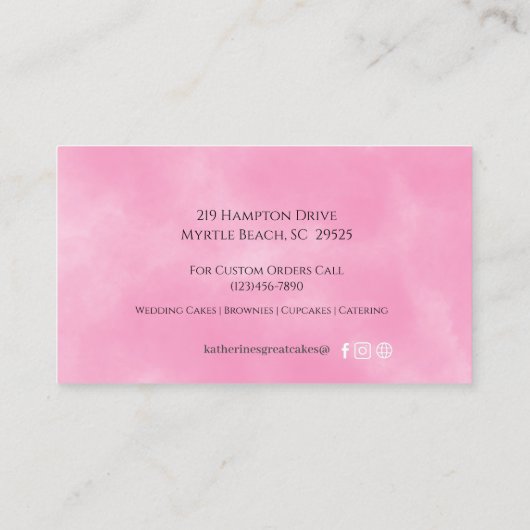 Carte De Visite 3 Tier Pink Modern Cake Bakery (Dos)