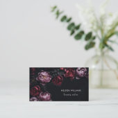 Carte De Visite 3D Purple Red Peonies Black Background (Debout devant)
