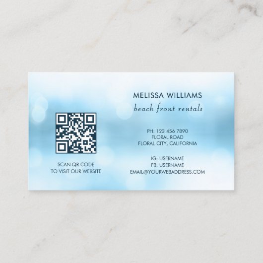 Carte De Visite 3D Turtle Beach Front Rentals  (Dos)