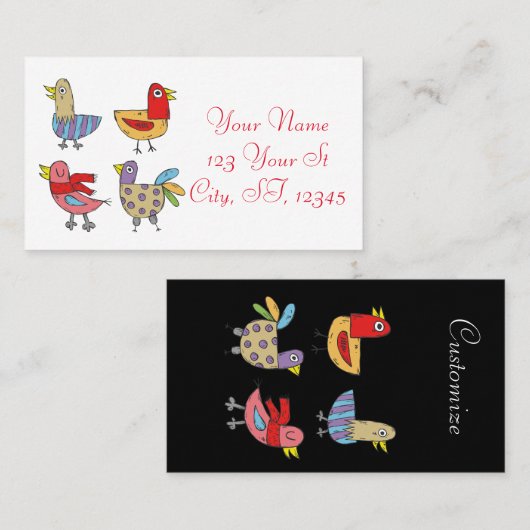 Carte De Visite 4 Oiseaux amusants Thunder_Cove (Devant / Derrière)