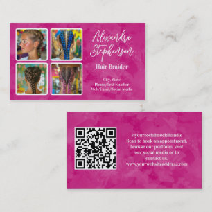 Carte De Visite 4 Photo Instagram Coiffeuse tresses Code QR tressa