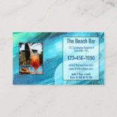 Carte De Visite 4 Photos Artistic Turquoise Beach Bar Portfolio (Dos)