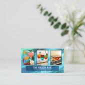 Carte De Visite 4 Photos Artistic Turquoise Beach Bar Portfolio (Debout devant)