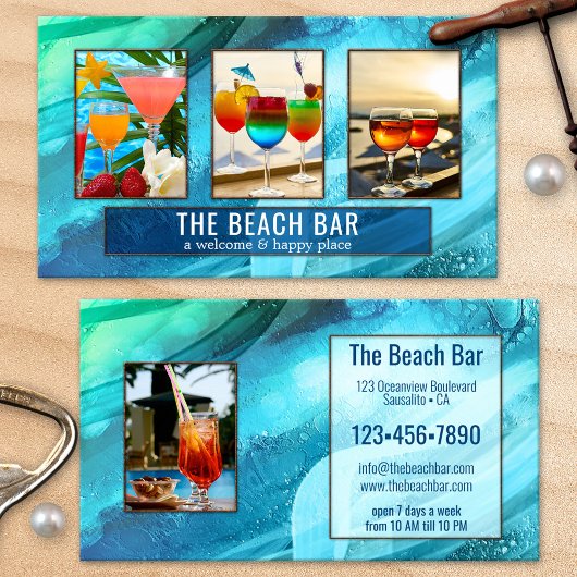 Carte De Visite 4 Photos Artistic Turquoise Beach Bar Portfolio