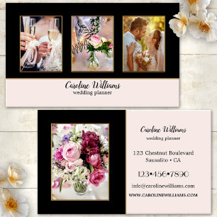 Carte De Visite 4 Photos Black Gold Wedding planner