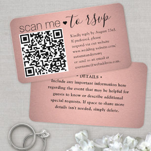 Carte De Visite 50 enveloppes à faux papier métallisé rose avec QR