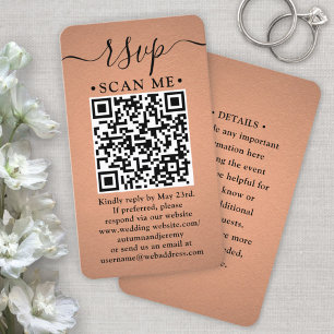 Carte De Visite 50 enveloppes en faux cuivre avec QR Code RSVP