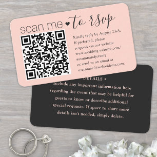 Carte De Visite 50 Packs DIY Couleurs Détails Rose & Noir et QR RS