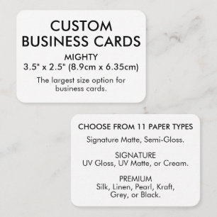 Carte De Visite 50 x MIGHTY Taille 3,5" x 2,5" avec bords arrondis
