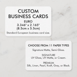 Carte De Visite 50 x taille EURO 3,346" x 2,165" avec bords arrond