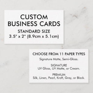 Carte De Visite 50 x Taille STANDARD 3.5" x 2"