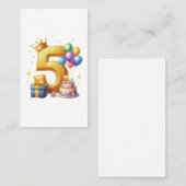 Carte De Visite 5ème anniversaire en or (Devant / Derrière)