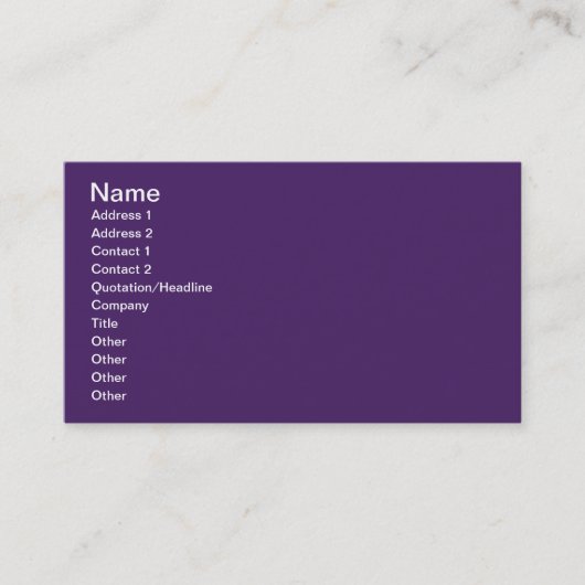 CARTE DE VISITE #65187A CODE HEX CODE SOMBRE COULEUR PURPLE TEMP A (Devant)