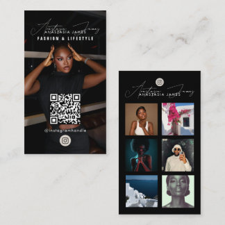 Carte De Visite 6 Code QR de Grille de Flux de Photos Réseaux Soci
