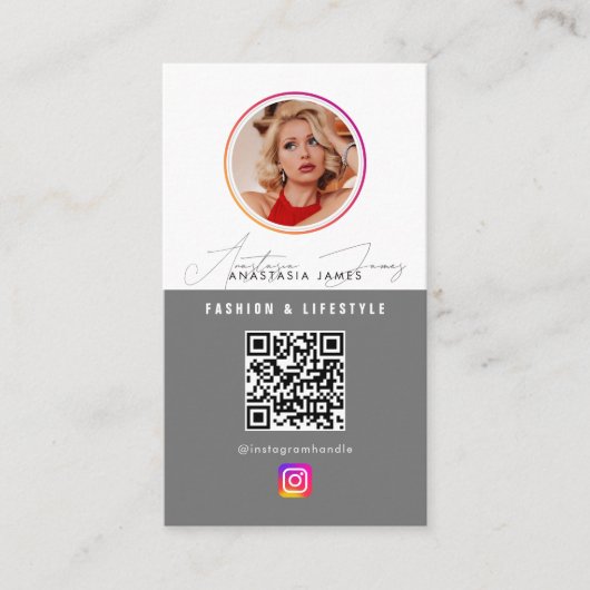 Carte De Visite 6 Grille de flux photo Médias sociaux Code QR (Devant)