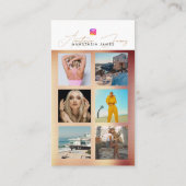 Carte De Visite 6 Photo Feed Grid Médias sociaux QR Code Bronze (Dos)